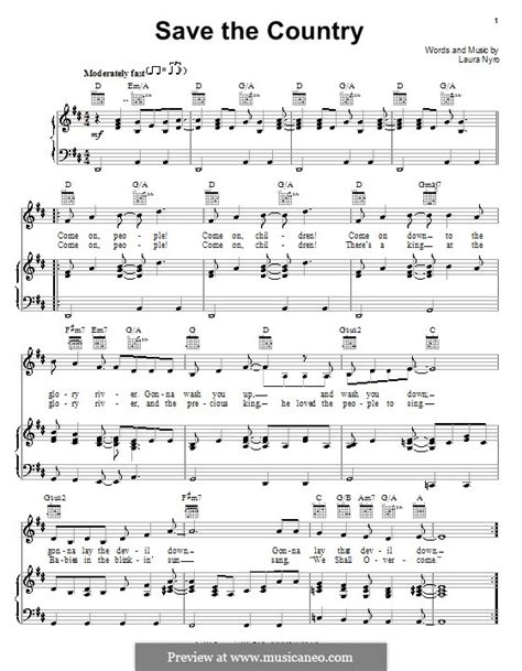 Save The Country By L Nyro Sheet Music On Musicaneo
