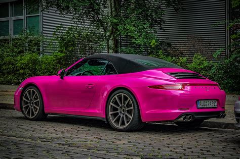 Pink Porsche 911 Convertible Rear View Peters Hdr Hobby Pictures