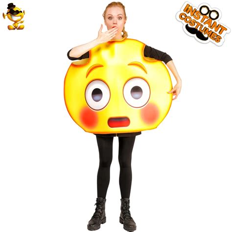 Carnival Unisex Womens Shy Emoji Cosutme Cosplay Funny Emoticon Jumpsuit Fancy Dress Emoji For