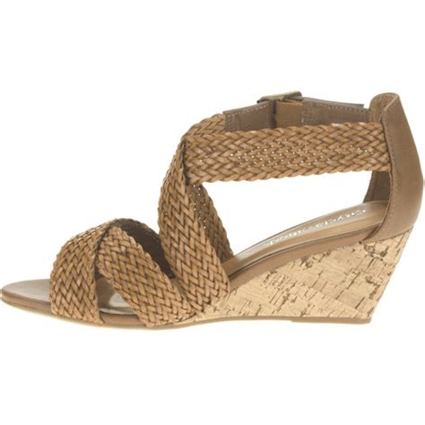 City Classified Womens Evelyn Woven Low Wedge Sandal
