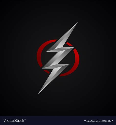 Red Silver Lightning Bolt Thunder Sign Royalty Free Vector