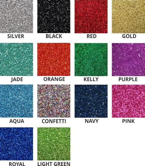 Ultra Sparkle Glitter Material Color Charts Sands Custom Designs