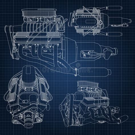 V8 Engine Blueprint Stock Illustrations 59 V8 Engine Blueprint Stock