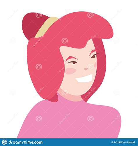 Woman With Pink Hair Portrait Stock Vector Illustration Of Person