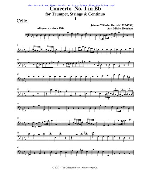 Free Sheet Music For Trumpet Concerto No1 In E Flat Major Hertel