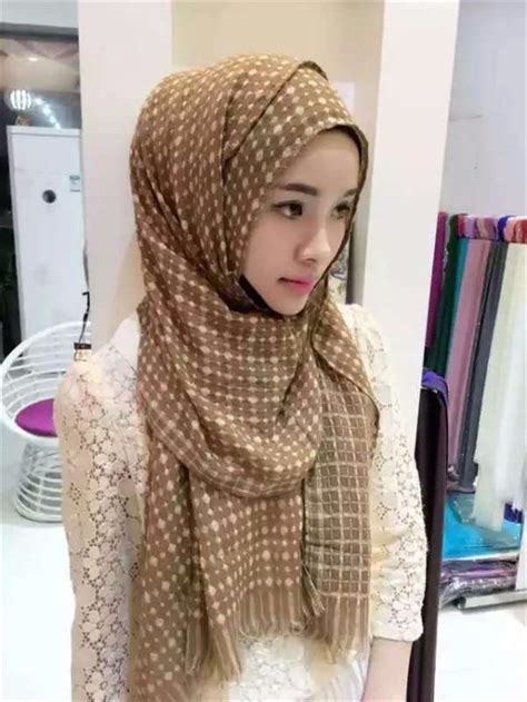 2016 Women Grid Printing High Quality Islamic Shawls Muslim Long Hijab