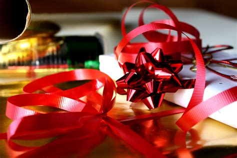 Red Christmas Ribbons With Packages Picture Free Photograph Photos