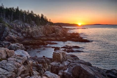 Rocks On The Coast At Sunrise Little Hunters Beach Acadia National
