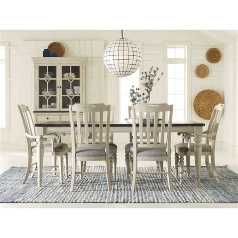 Inset stone tops on select items and aged pewter finished hardware add the final touches to this bedroom and dining collection. Brookhaven 7 Piece Rectangular Table Set by Legacy Classic ...
