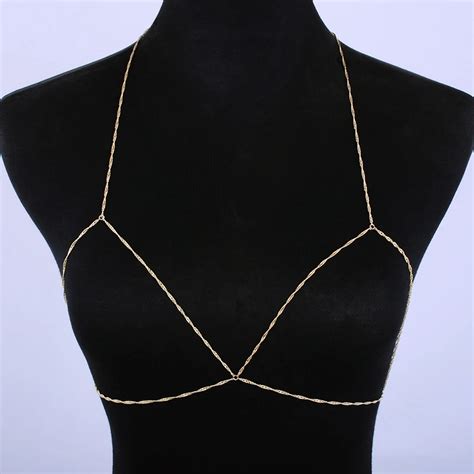 Simple Chain Bra Gold Plated Sexy Body Chain Fashion Body Necklace