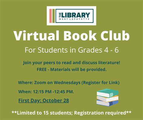 Virtual Book Club Flyer New Virtual Book Club For Grades 4 6 West