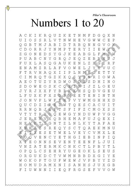 Numbers 1 20 Wordsearch English Esl Worksheets For Numbers 1 20 Word