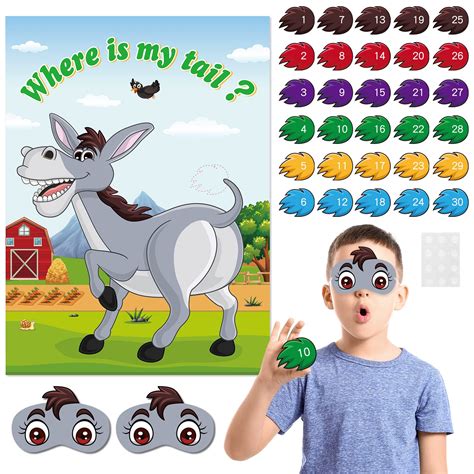 Buy Neburora Pin The Tail On The Donkey Party Game With 30 Pcs Tails