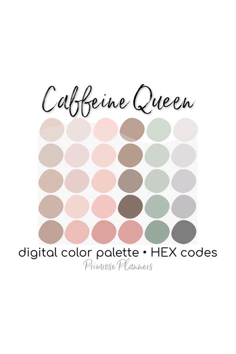 Caffeine Queen Digital Color Palette Color Chart Goodnotes Etsy Hex