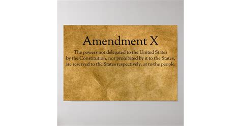 The Tenth Amendment To The Us Constitution Poster Zazzle