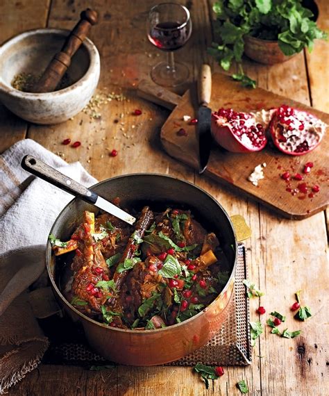 Slow Cooked Lamb Shanks With Pomegranate Recipe Delicious Magazine