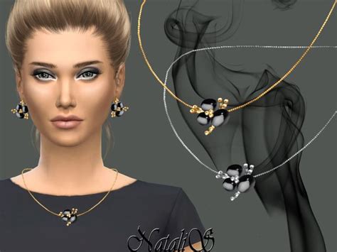 Tsr Natalis Onyx Flower Pendant The Sims Sims Cc Double Heart