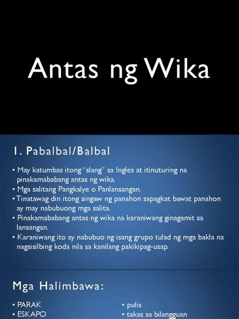 Mga Halimbawa Ng Antas Ng Wika Na Pambansa