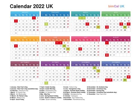 Calendar 2022 Uk Bimcaluk 🇬🇧