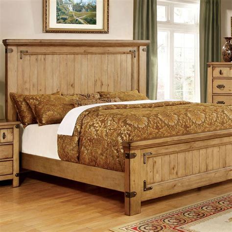 Rustic, yes but with a romantic nuance. Pioneer Country Style Weathered Elm Finish Bed Frame Set ...