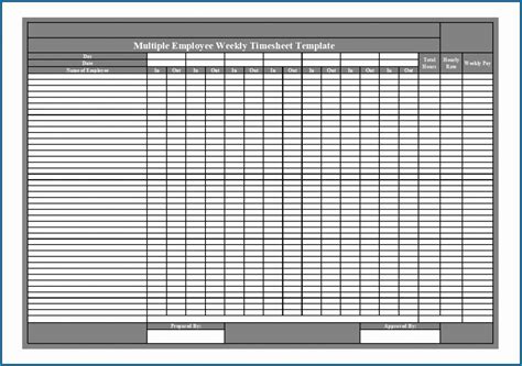 Weekly Timesheet For Multiple Employees Free