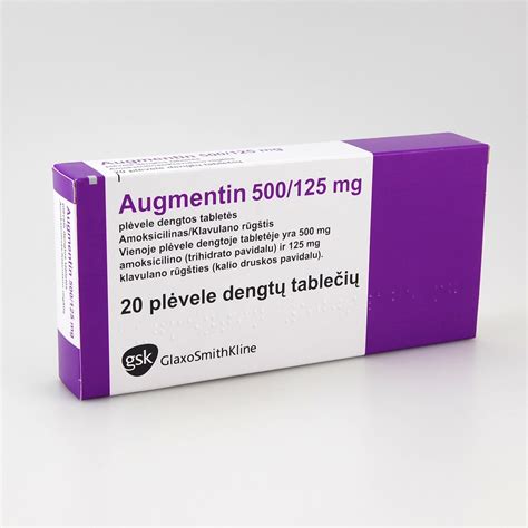 Augmentin 500 Mg125 Mg Plėvele Dengtos Tabletės N20 Gintarinė