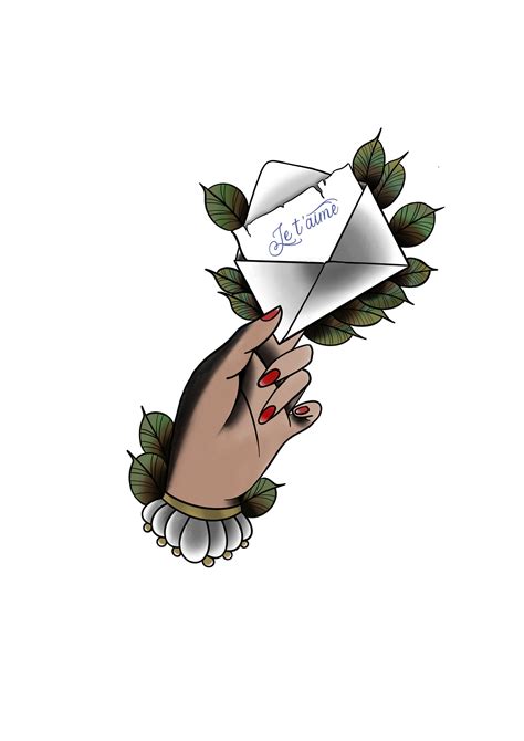 Tattoo Flash Hand Holding Love Letter A4 Etsy