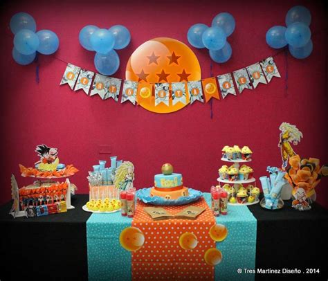 Dragon ball z party with a goku inspire cake, a dessert table with balloons, candies packaged & embellished this is a father & son birthday party. Birthday Party Ideas | Photo 19 of 26 | Goku birthday, Ball birthday, Dragon birthday