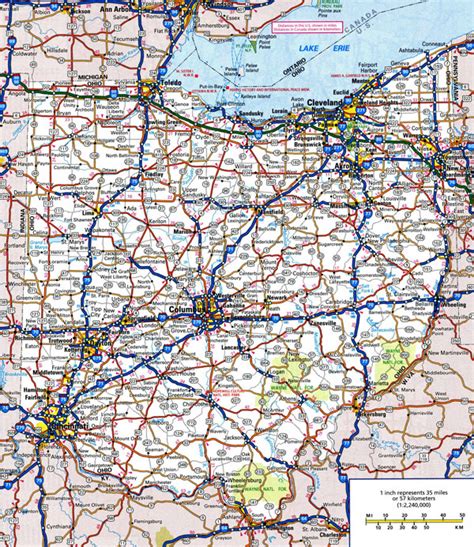Large Detailed Roads And Highways Map Of Ohio State With