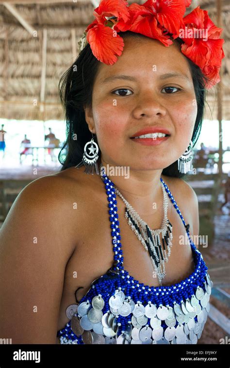 Portrait Of Native Girl Embera In The Village Of The Native Indian Embera Tribe Embera Village