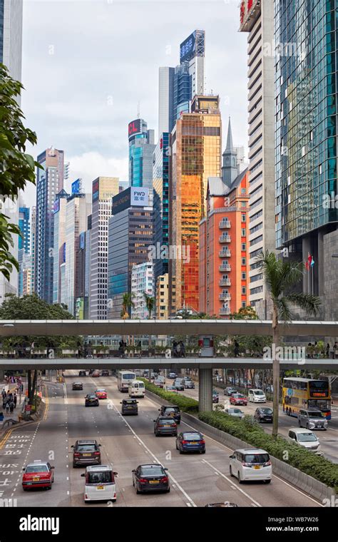 Modern High Rise Buildings On Gloucester Road Wan Chai Hong Kong