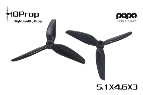 HQProp DP 5.1X4.6X3 PC POPO Tri-Bladed Propeller (Black) - MaltaRotors