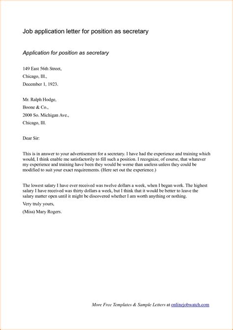 Example Of Job Application Letter 19 Job Application Letter Examples