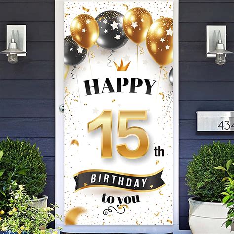 Buy Happy 15th Birthday White Photo Banner Backdrop Background Photo