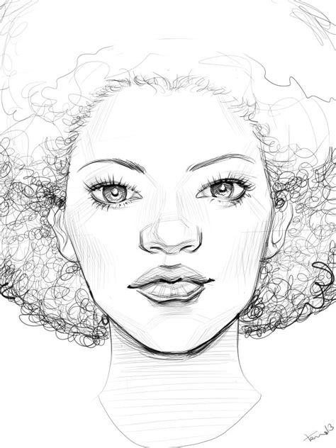 Afro Sketch Male Face Drawing Black Women Art Face Sketch