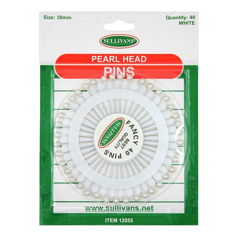 Sullivans Pearl Head Pins White 40pcs Sullivans International