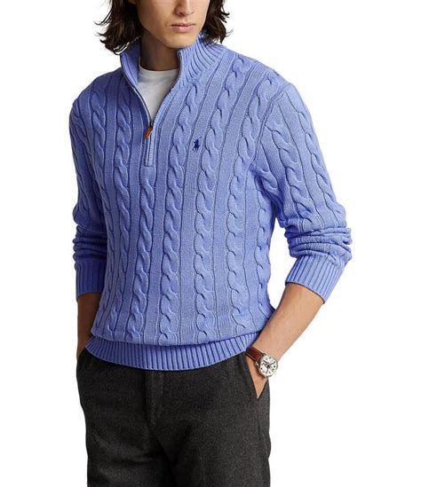 Polo Ralph Lauren Cable Knit Cotton Quarter Zip Sweater Dillards