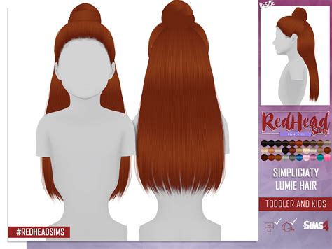 Simpliciaty Lumie Hair Kids And Toddler Version Redheadsims Cc