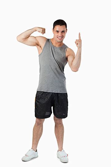 Young Attractive Man Flexing His Biceps Flex Caucasian Masculinity