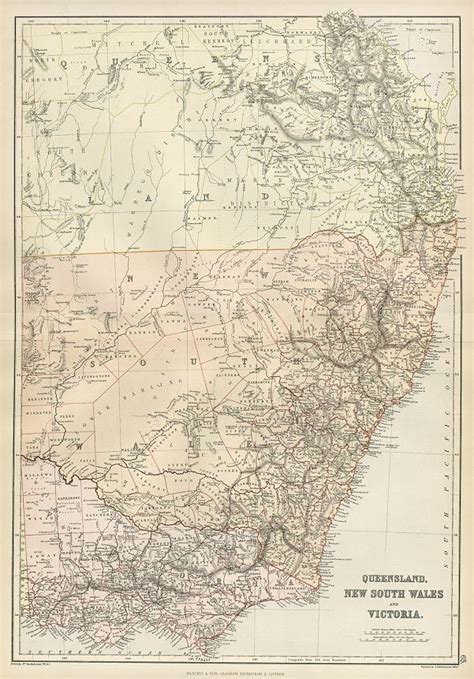 Old And Antique Prints And Maps Australia Queensland New South Wales