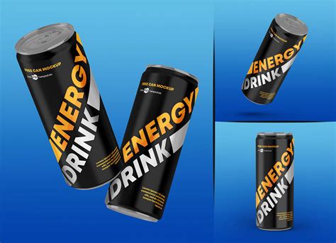 energy drink tin  mockup psd set good mockups