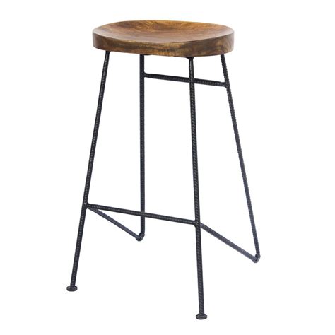 The Urban Port Brown And Black 28 In Height Iron And Wood Saddle Seat Bar Stool Upt 183797