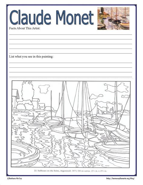 Select from 35870 printable coloring pages of cartoons, animals, nature, bible and many more. Monet Notebook Page Intimate Impressionism | coloring ...