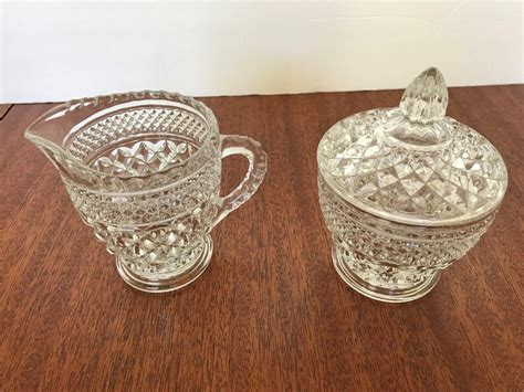 Beautiful Vintage Cut Glass Creamer And Sugar Bowl With Lid Etsy