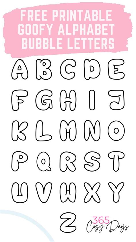 Free Printable Bubble Letters Goofy Alphabet In Bubble Letters