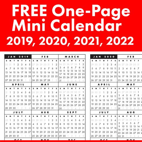 Free Mini Printable Calendars 2020 Example Calendar Printable