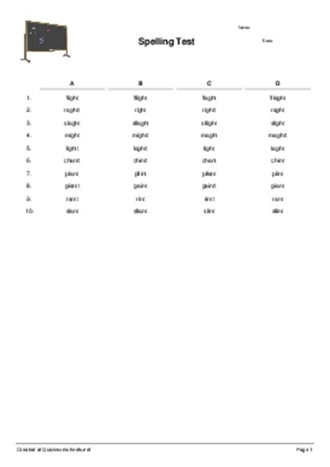 Spelling Test Spelling Test Quickworksheets