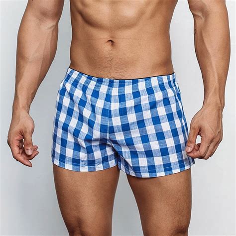 5pcs Mens Boxers Plaid Shorts 100 Cotton Underwears Home Leisure