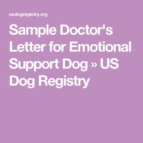 Name of the licensed professional (doctor, therapist, rehabilitation counselor, psychiatrist). Sample Doctor's Letter for Emotional Support Dog - US Dog ...