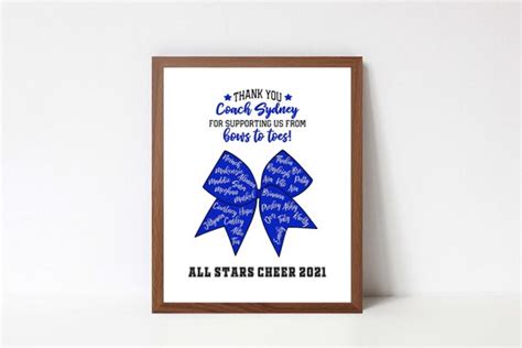 Cheerleader Coach Gift Cheerleader Gift Thank You Coach Art Etsy